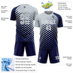 Custom Navy Silver-White Modern Polka Dot Sublimation Soccer Uniform Jersey