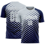 Custom Navy Silver-White Modern Polka Dot Sublimation Soccer Uniform Jersey