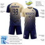 Custom Navy Cream Modern Polka Dot Sublimation Soccer Uniform Jersey