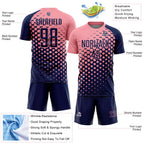 Custom Navy Medium Pink Modern Polka Dot Sublimation Soccer Uniform Jersey