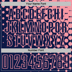 Custom Navy Medium Pink Modern Polka Dot Sublimation Soccer Uniform Jersey