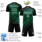Custom Black Kelly Green-White Line Sublimation Soccer Uniform Jersey