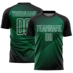 Custom Black Kelly Green-White Line Sublimation Soccer Uniform Jersey