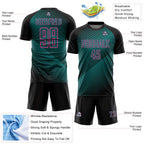 Custom Black Teal-Pink Line Sublimation Soccer Uniform Jersey