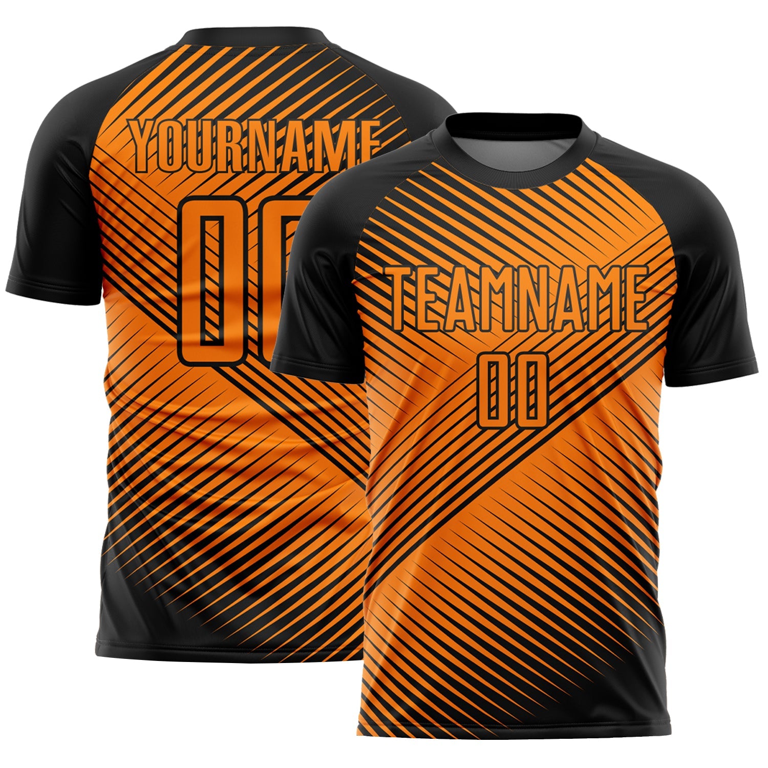 Custom Black Bay Orange Line Sublimation Soccer Uniform Jersey