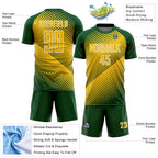 Custom Green Yellow-White Line Sublimation Soccer Uniform Jersey
