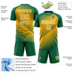 Custom Kelly Green Gold-White Line Sublimation Soccer Uniform Jersey