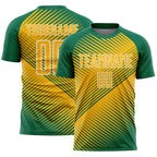 Custom Kelly Green Gold-White Line Sublimation Soccer Uniform Jersey