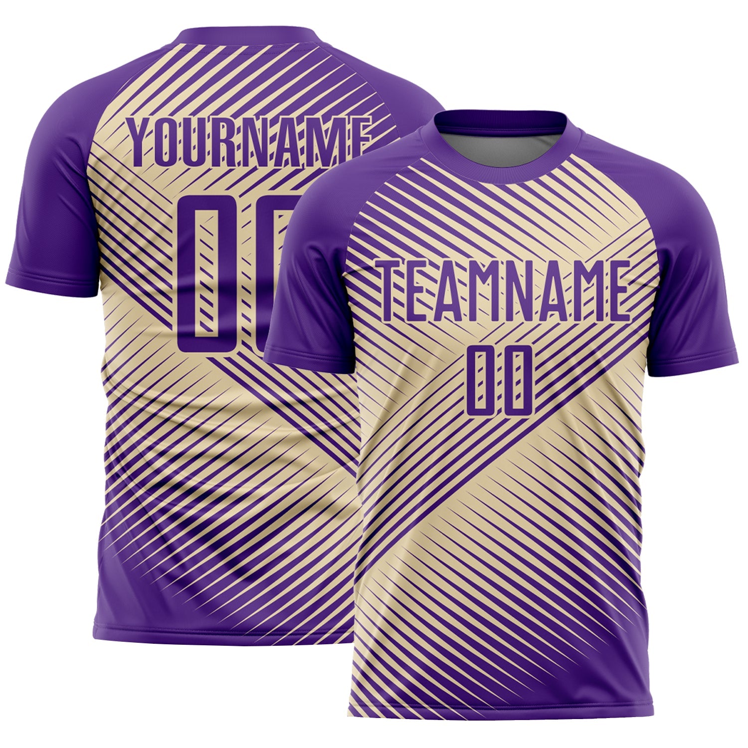 Custom Purple Cream Line Sublimation Soccer Uniform Jersey