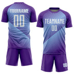 Custom Purple White-Light Blue Line Sublimation Soccer Uniform Jersey
