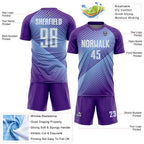Custom Purple White-Light Blue Line Sublimation Soccer Uniform Jersey