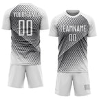 Custom White Steel Gray Line Sublimation Soccer Uniform Jersey