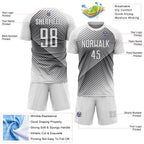 Custom White Steel Gray Line Sublimation Soccer Uniform Jersey