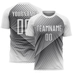 Custom White Steel Gray Line Sublimation Soccer Uniform Jersey