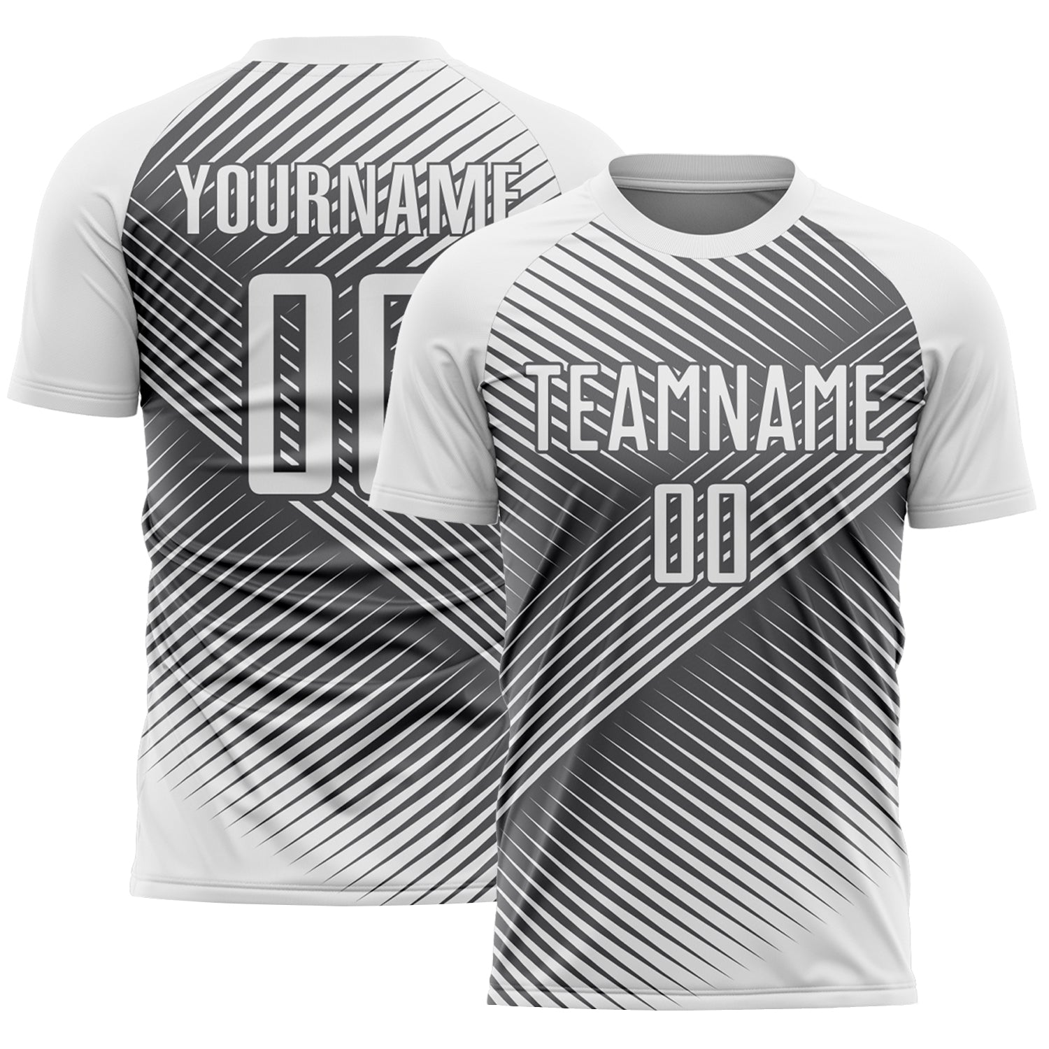 Custom White Steel Gray Line Sublimation Soccer Uniform Jersey