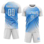 Custom White Powder Blue Line Sublimation Soccer Uniform Jersey
