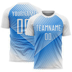 Custom White Powder Blue Line Sublimation Soccer Uniform Jersey