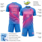 Custom Powder Blue Pink-White Line Sublimation Soccer Uniform Jersey