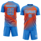 Custom Powder Blue Orange-White Line Sublimation Soccer Uniform Jersey