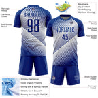 Custom Royal White Line Sublimation Soccer Uniform Jersey
