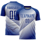 Custom Royal White Line Sublimation Soccer Uniform Jersey