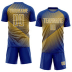 Custom Royal Old Gold-White Line Sublimation Soccer Uniform Jersey