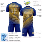 Custom Royal Old Gold-White Line Sublimation Soccer Uniform Jersey