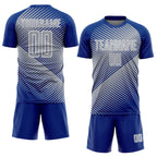 Custom Royal Gray-White Line Sublimation Soccer Uniform Jersey