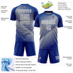 Custom Royal Gray-White Line Sublimation Soccer Uniform Jersey