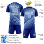 Custom Royal Light Blue-White Line Sublimation Soccer Uniform Jersey