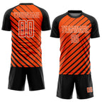 Custom Black Orange-White Lines Sublimation Soccer Uniform Jersey