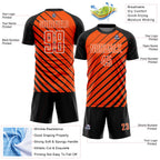 Custom Black Orange-White Lines Sublimation Soccer Uniform Jersey