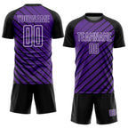 Custom Black Purple-White Lines Sublimation Soccer Uniform Jersey
