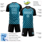 Custom Black Panther Blue-White Lines Sublimation Soccer Uniform Jersey