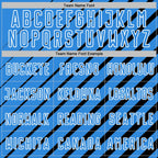 Custom Black Powder Blue-White Lines Sublimation Soccer Uniform Jersey