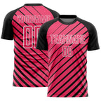 Custom Black Neon Pink-White Lines Sublimation Soccer Uniform Jersey