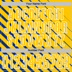 Custom Royal Yellow-White Lines Sublimation Soccer Uniform Jersey