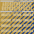 Custom Royal Old Gold-White Lines Sublimation Soccer Uniform Jersey