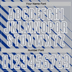 Custom Royal Gray-White Lines Sublimation Soccer Uniform Jersey