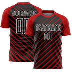 Custom Red Black-White Lines Sublimation Soccer Uniform Jersey