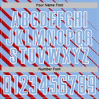 Custom Red Light Blue-White Lines Sublimation Soccer Uniform Jersey