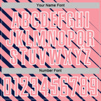 Custom Navy Medium Pink-White Lines Sublimation Soccer Uniform Jersey