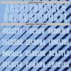 Custom Navy Light Blue-White Lines Sublimation Soccer Uniform Jersey