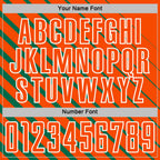 Custom Kelly Green Orange-White Lines Sublimation Soccer Uniform Jersey