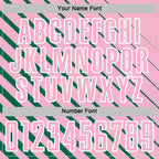 Custom Kelly Green Light Pink-White Lines Sublimation Soccer Uniform Jersey