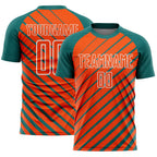Custom Teal Orange-White Lines Sublimation Soccer Uniform Jersey