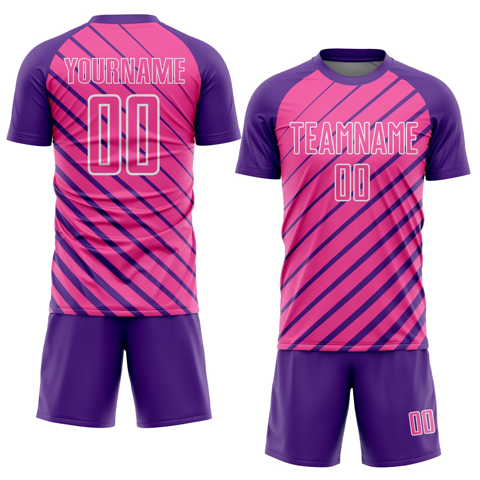 Custom Purple Pink-White Lines Sublimation Soccer Uniform Jersey