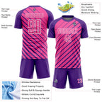 Custom Purple Pink-White Lines Sublimation Soccer Uniform Jersey