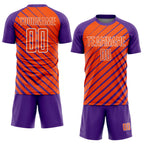 Custom Purple Orange-White Lines Sublimation Soccer Uniform Jersey