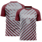 Custom Burgundy Gray-White Lines Sublimation Soccer Uniform Jersey